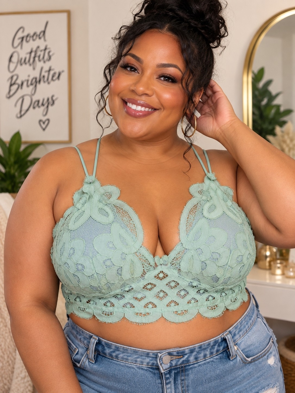 Zenana Outfitters Sage Green Lace Bralette